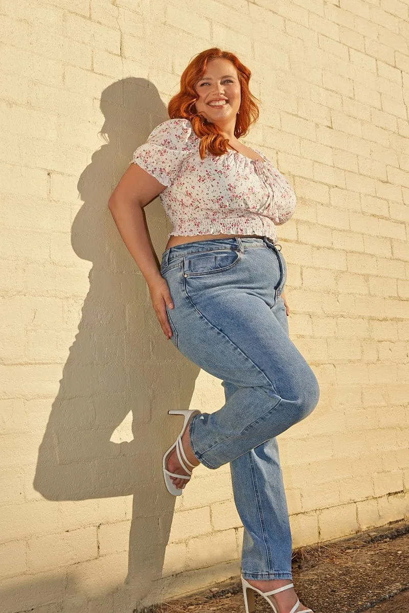 Blue Denim Mom Jean High Rise High Rise