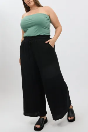 Black Cheesecloth Lined Wide Leg Pants ReflectiveTrim