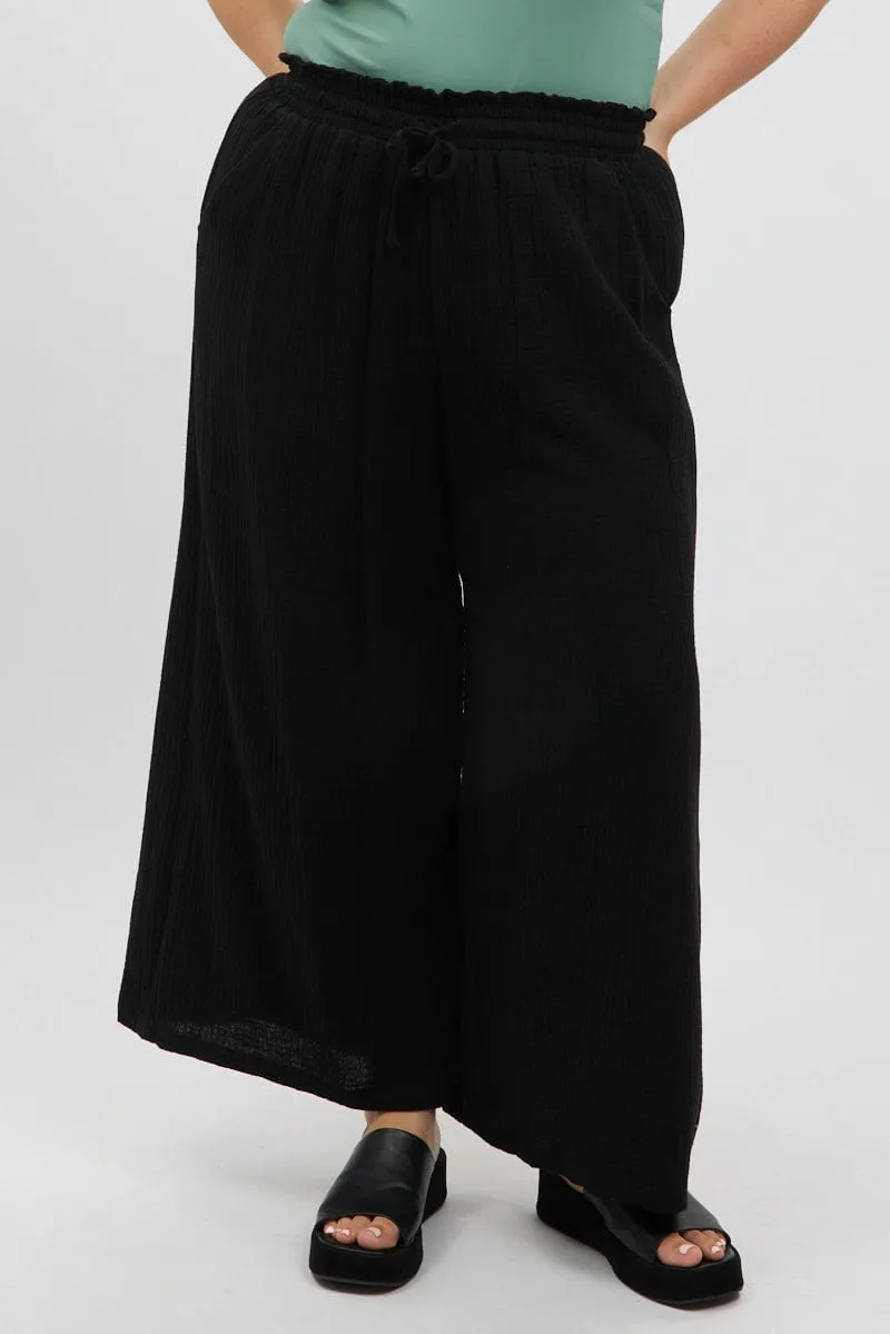 Black Cheesecloth Lined Wide Leg Pants Performance Gear