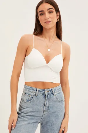 White Bralette Seamless NoSlip Hem Ocean Air