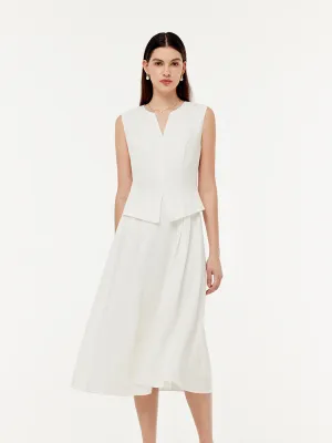 Acetate Faux Two-Piece Women Sleeveless Midi Dress Olive Grove Chic everyday outfit