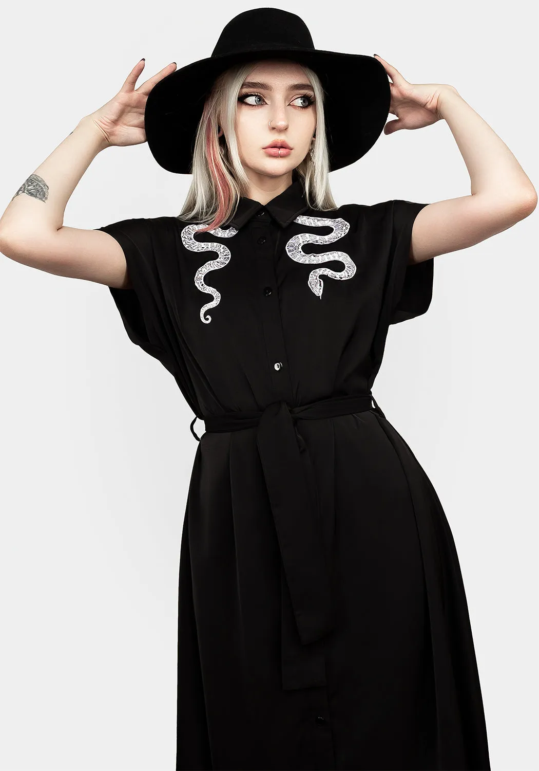 Slither Relaxed Midi Dress Snow Path Modern Feminine