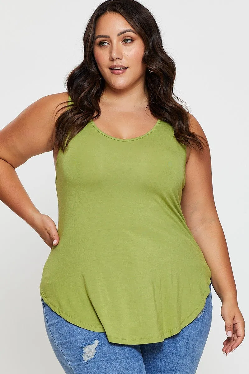 Winter Protection Elegant Pants Green Tank Top V-neck Sleeveless