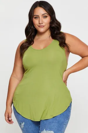 Green Tank Top V-neck Sleeveless Practical Shorts MultiDirectionalFlex