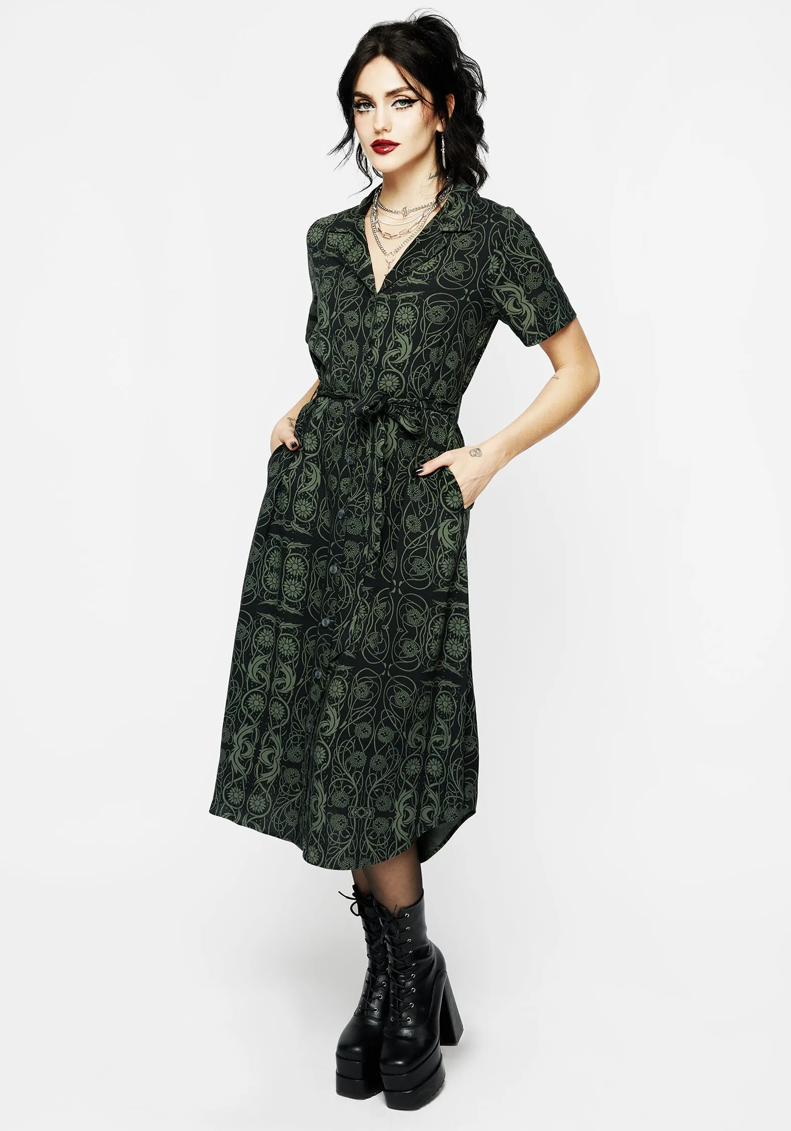 Flower Scent Joyful Self Fianna Midi Shirt Dress