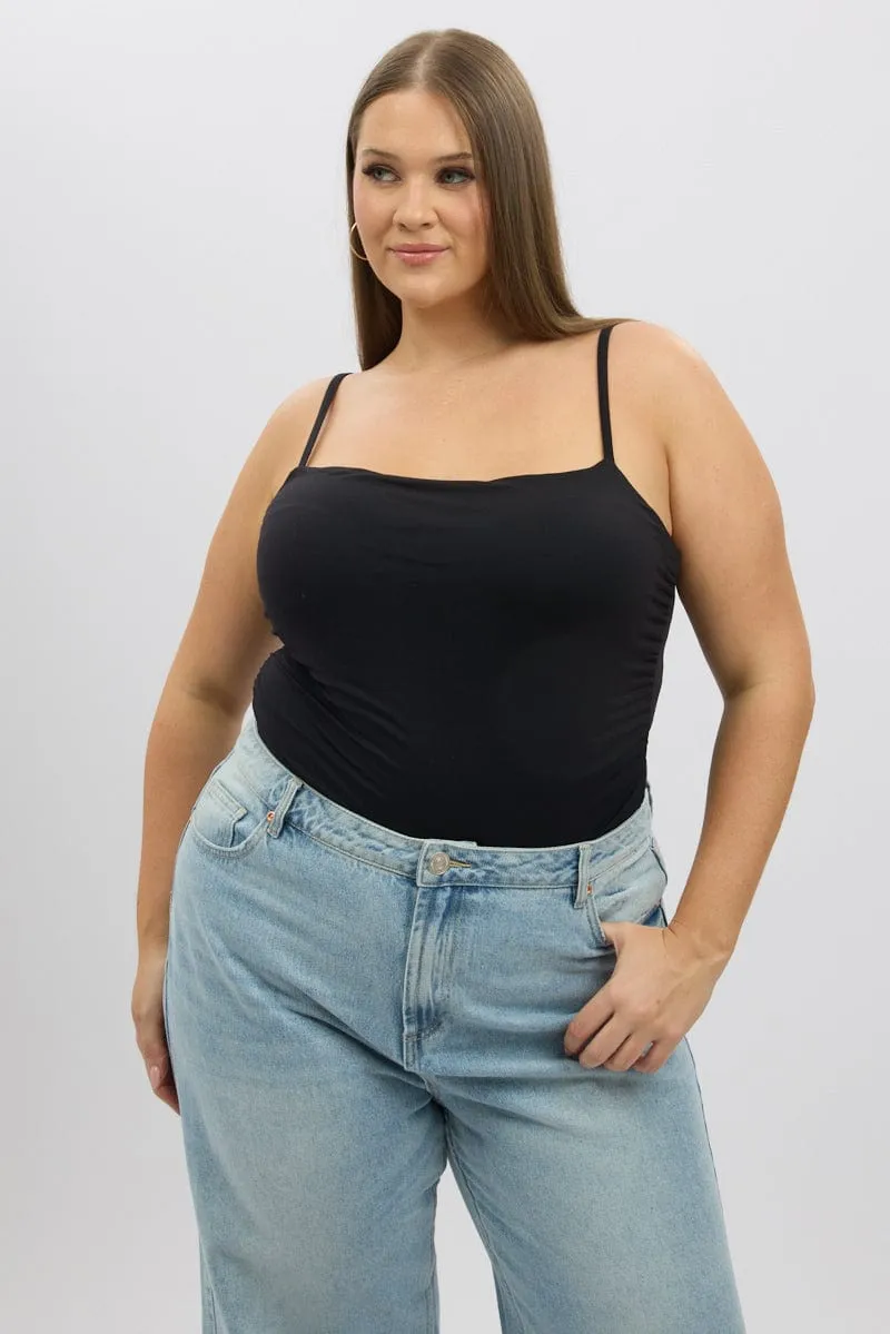 Brunch Fit MoistureControl Fabric Black Bodysuit Sleeveless