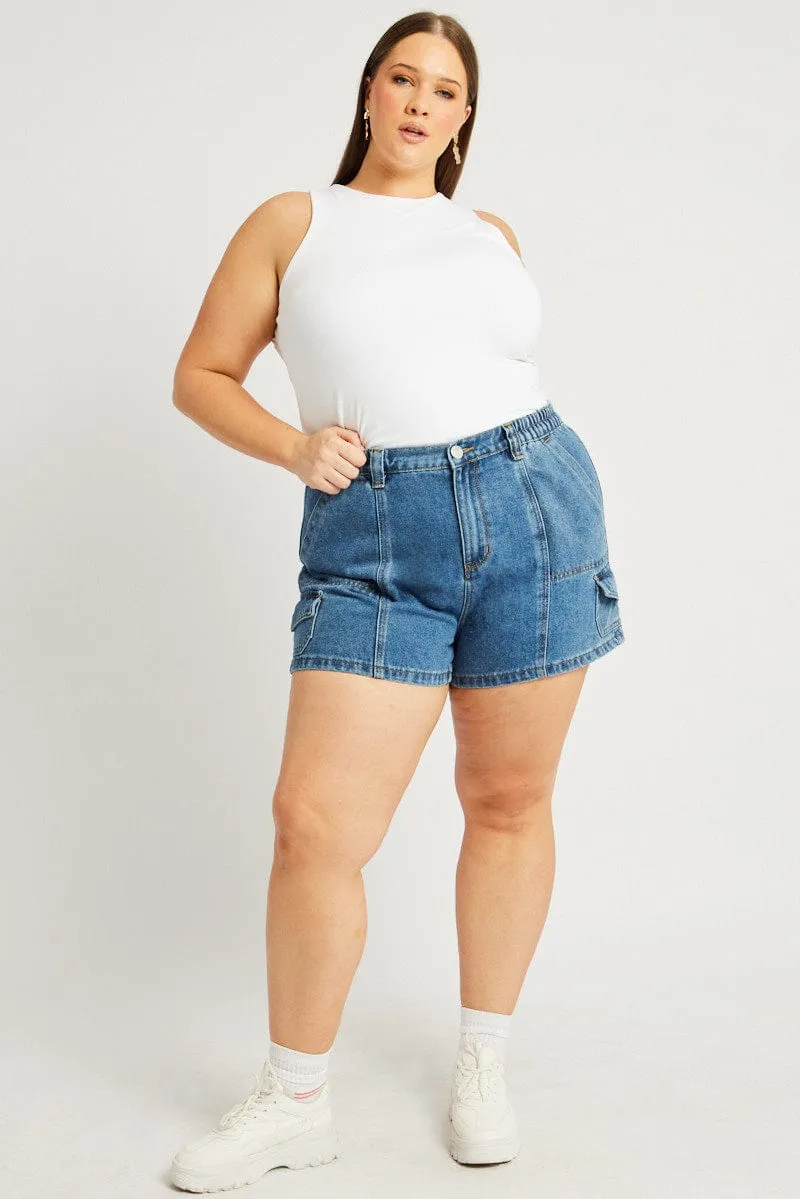 CoolingChannelFabric Denim Cargo Shorts High Rise