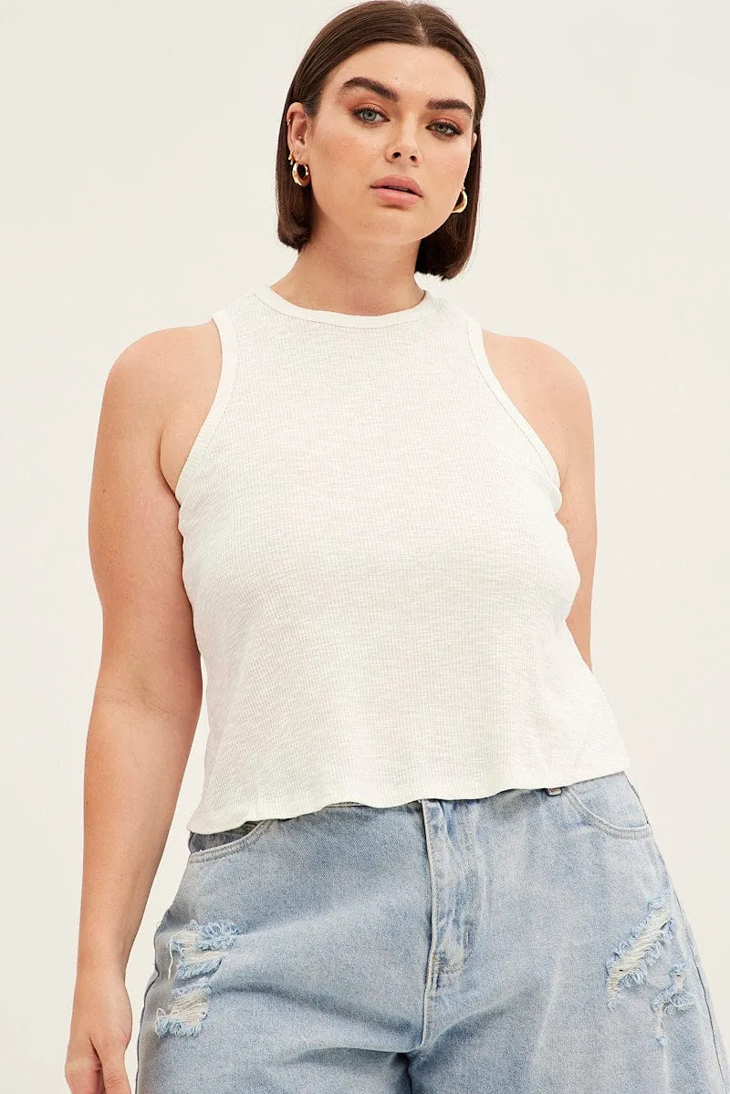 AbrasionResistant Fabric Fire Core White Tank Top Sleeveless Crew Neck