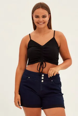 Casual dress All weather Blue Skinny Denim Shorts High Rise