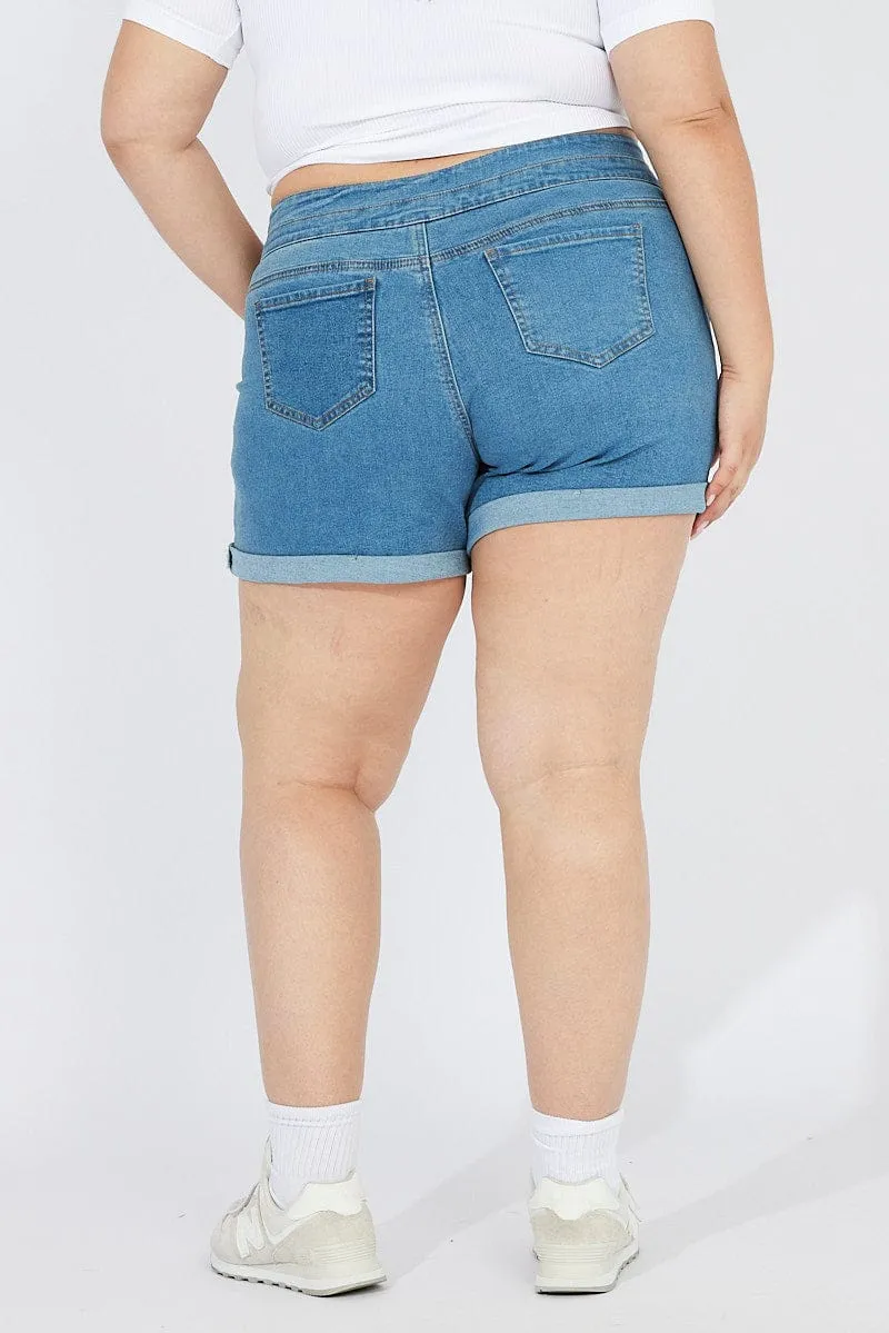Modern Look Denim Skinny Denim Shorts High Rise 3 Buttons