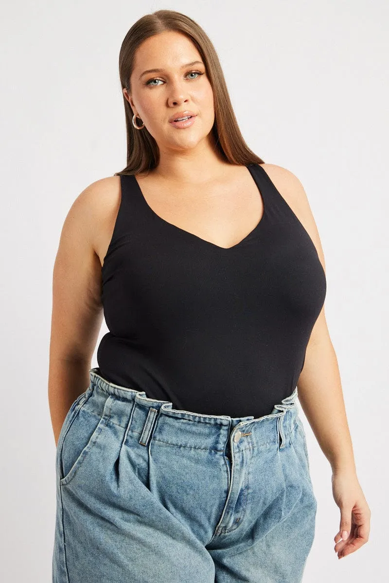 Comfortable clothing Model Edge Black Tank Top V Neck Supersoft