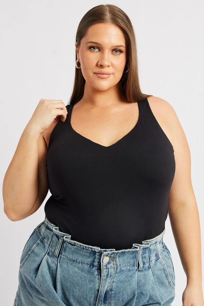 Black Tank Top V Neck Supersoft Layered Look OdorResistant Coating