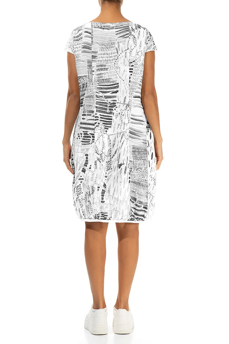 Spark Glow Midi Balloon Serenity White Linen Dress
