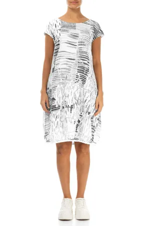 Casual dress QuickDryingTech Midi Balloon Serenity White Linen Dress