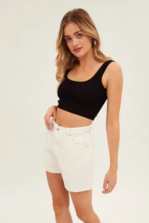 Black Crop Tank Top Scoop Neck Beach Fit
