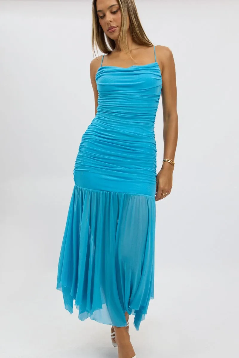 Comfortable clothing Blue Bodycon Dress Singlet Maxi
