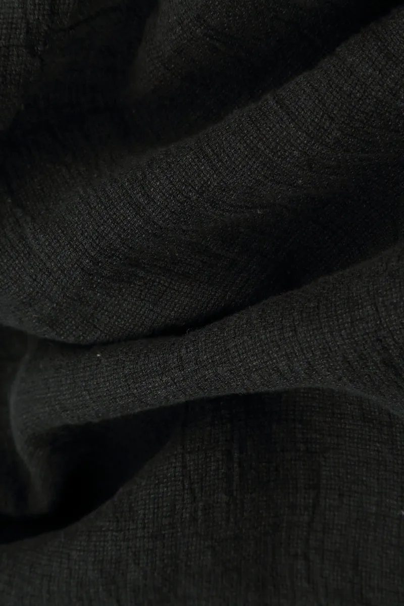 Flared Black M??lange Linen Midi Dress AirflowOptimized
