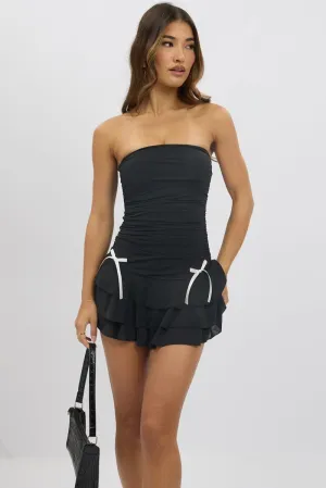 Black Strapless Dress Ribbon Detail Organic Ease Wave Core