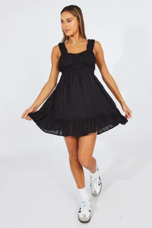Clear Tone Soul Ease Black Fit And Flare Dress Lace