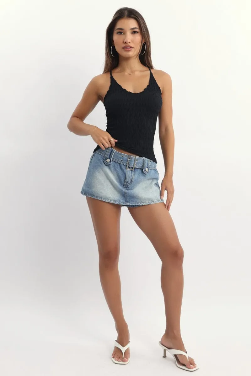 Versatile Dress Black Textured Cami Top Seamless
