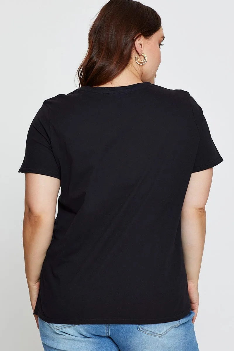 SustainableManufacturing Black Graphic T-shirt New York Crew Neck Short Sleeve