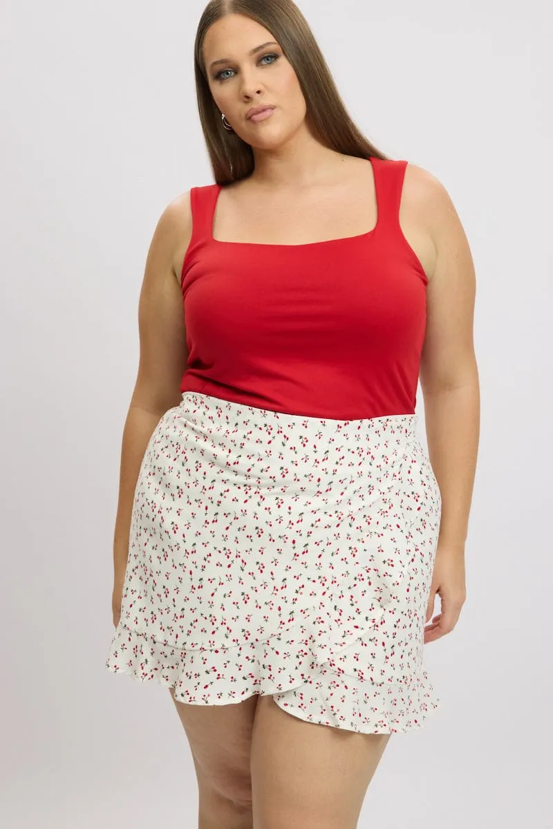 hypoallergenic material Red Check Wrap Gingham Mini Skirt