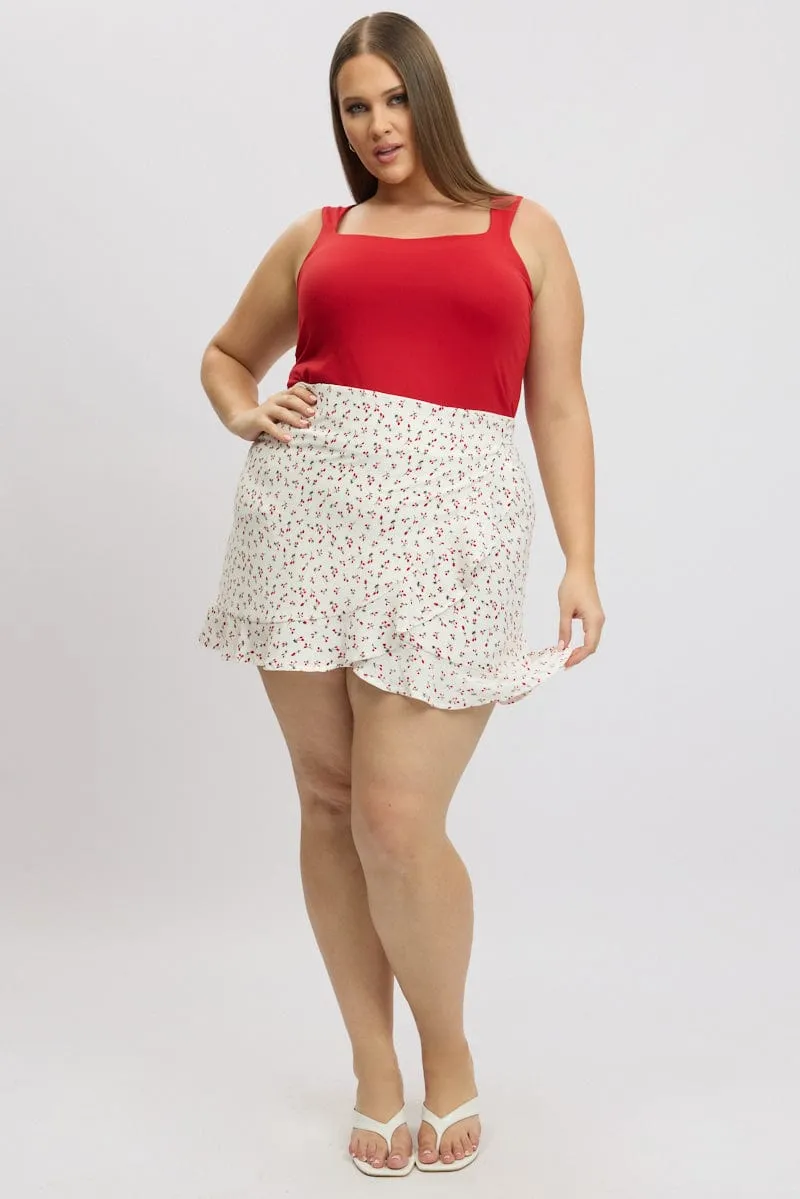 Red Check Wrap Gingham Mini Skirt Secure Closure