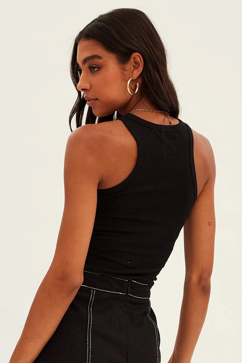 Weather resistant Air Move Black Crop Tank Embroidered Sleeveless