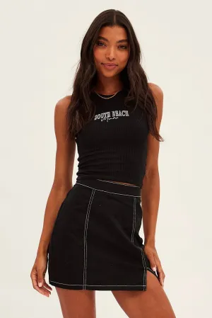 Black Crop Tank Embroidered Sleeveless AirflowOptimized Winter Ready