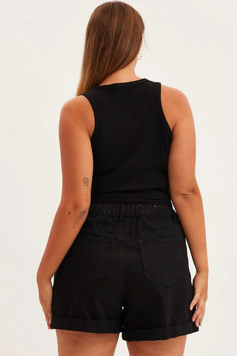FlexibleCollarOptions Soft And Comfortable Black Tank Top Sleeveless Full Speed Rib Jersey