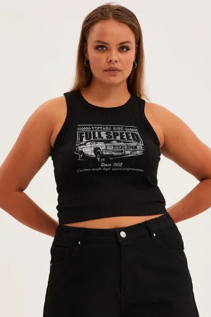Lightweight Comfort Black Tank Top Sleeveless Full Speed Rib Jersey