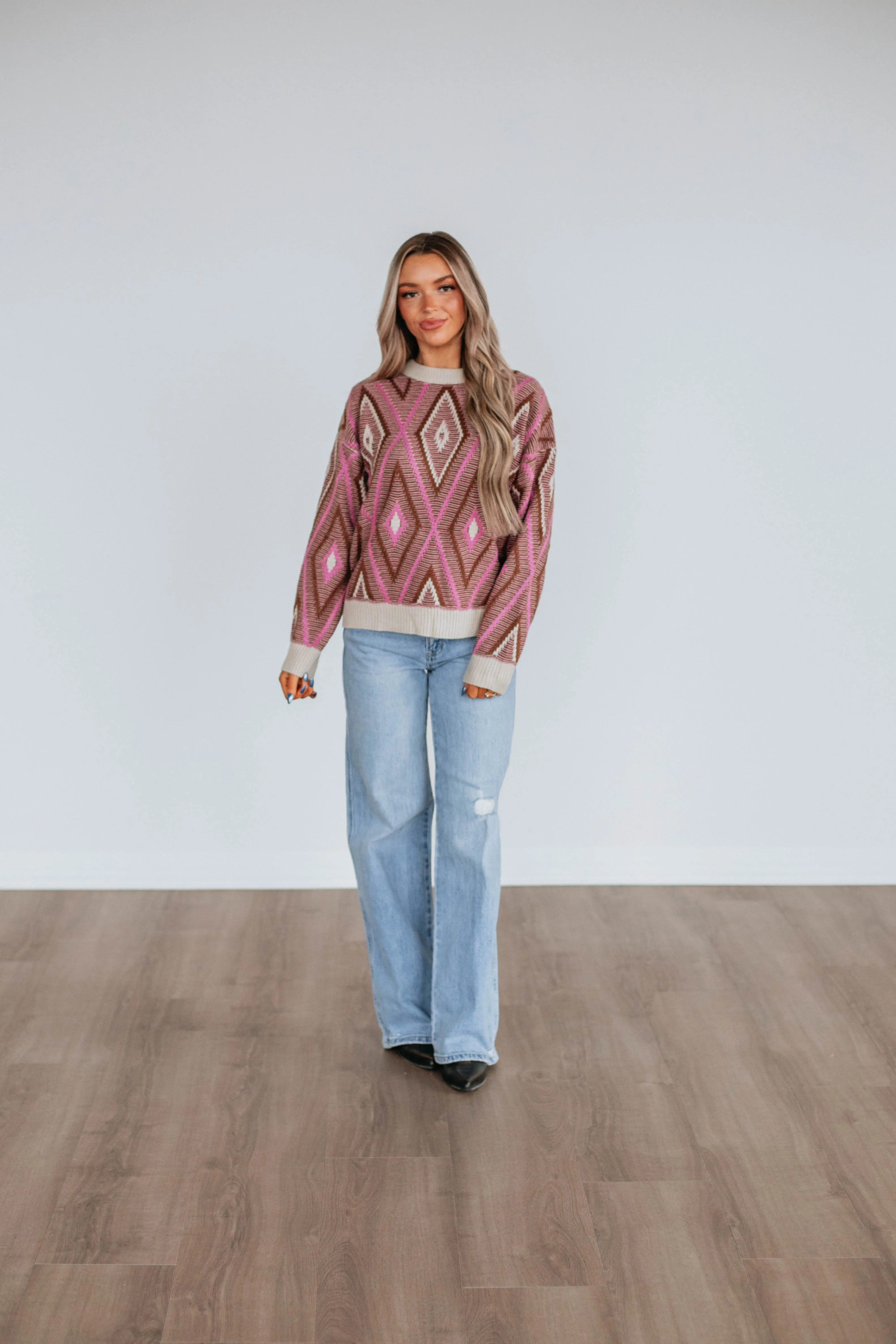 Microfiber Insulation Sheena Knit Sweater - Chocolate Mix
