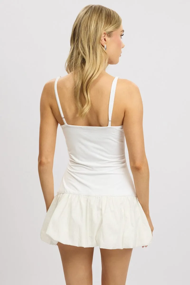 White Bubble Dress Singlet Halo Glow Seamless construction