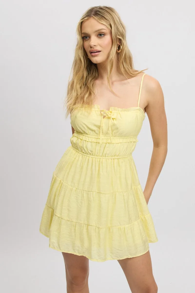 Yellow Fit And Flare Dress Cut Out Family Style