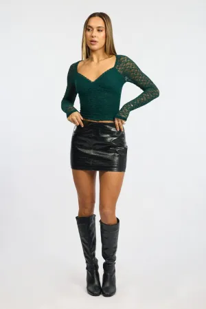 Collaboration Piece Black Mini Skirt Embossed Pu