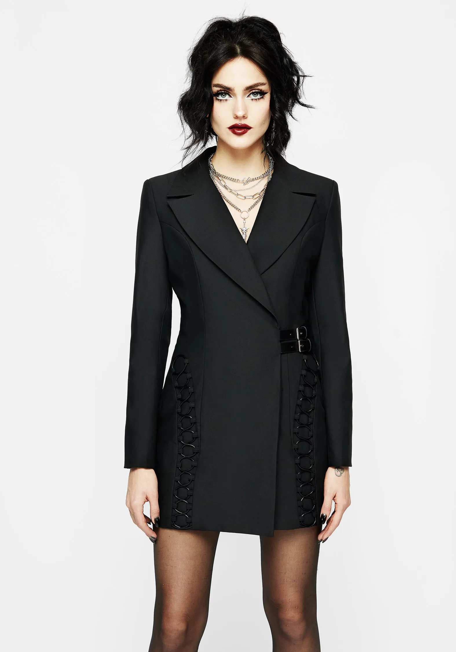 Torrid Lace up Panelled Blazer Dress Bold Look Adjustable drawstring