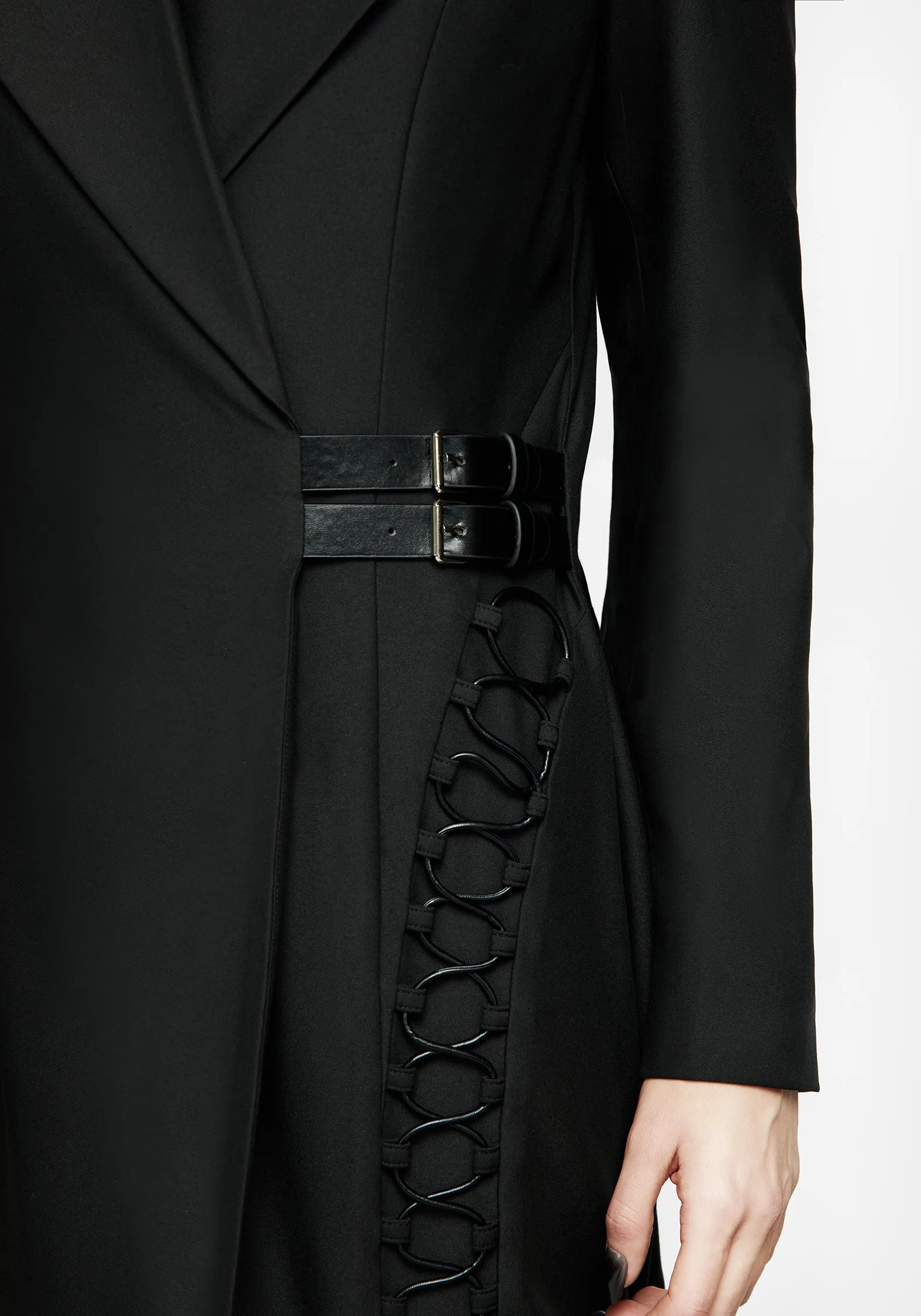 Torrid Lace up Panelled Blazer Dress Trendy boho-inspired mini