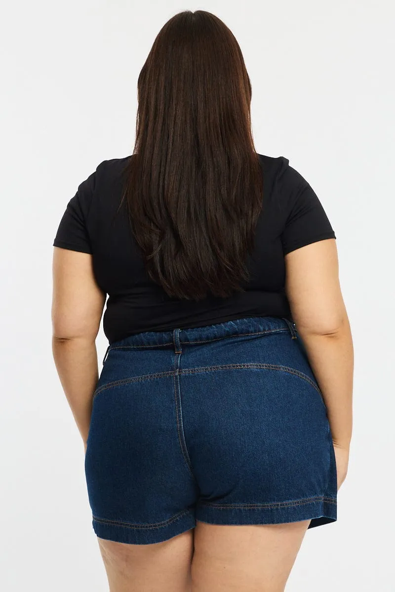 Denim Skorts High Rise Versatile Outfit Recycled Material