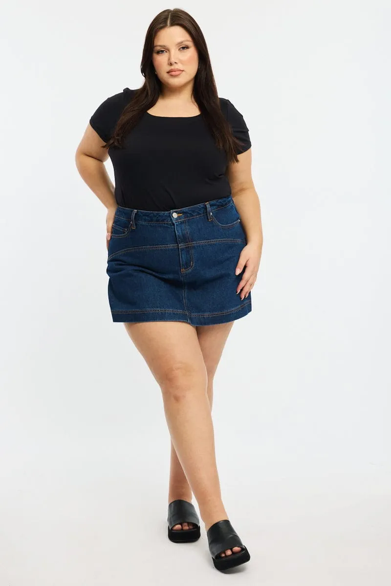 Denim Skorts High Rise Minimalist fashion