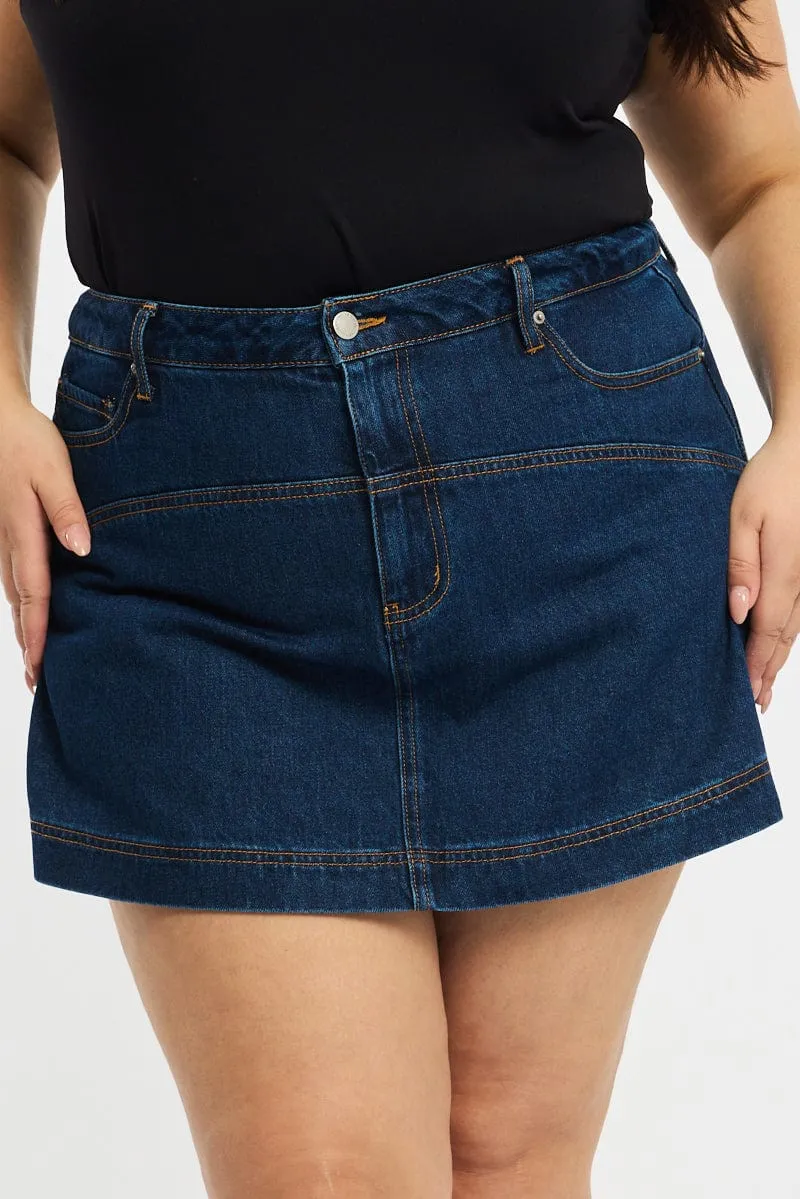 Denim Skorts High Rise Soft Texture