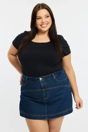 Detachable Tie Wardrobe Classic Denim Skorts High Rise