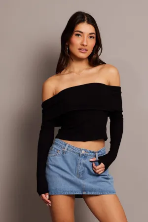 Blue Mini Skirt Mid Rise Personality Style