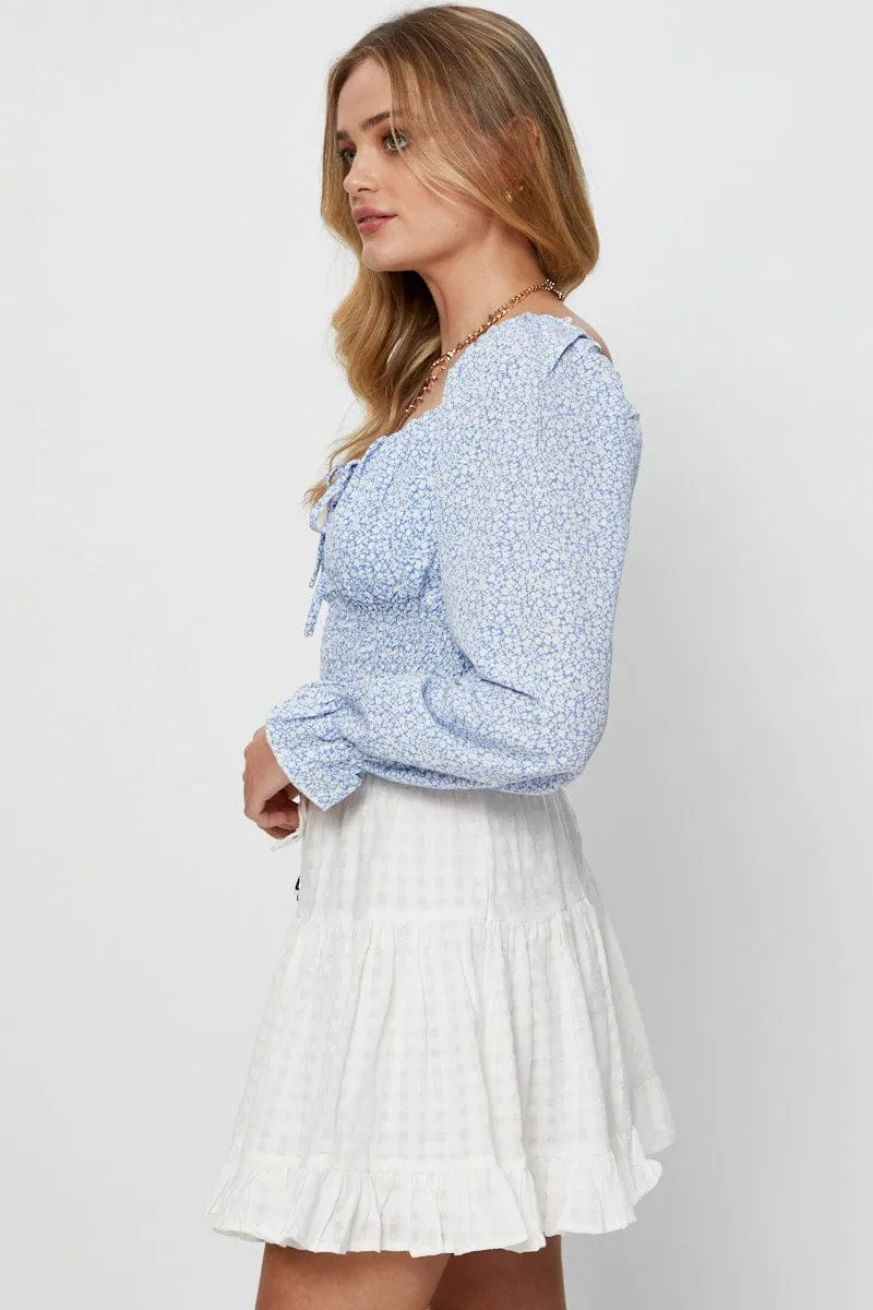 Crisp Details White Flare Skirt Mini High Rise