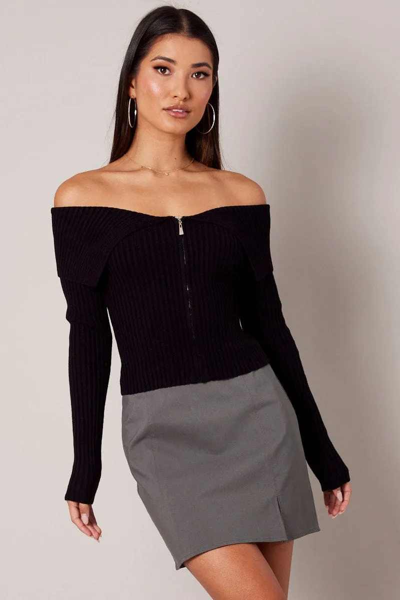 Visual Outfit Modern Luxe Grey Mini Skirt High Rise