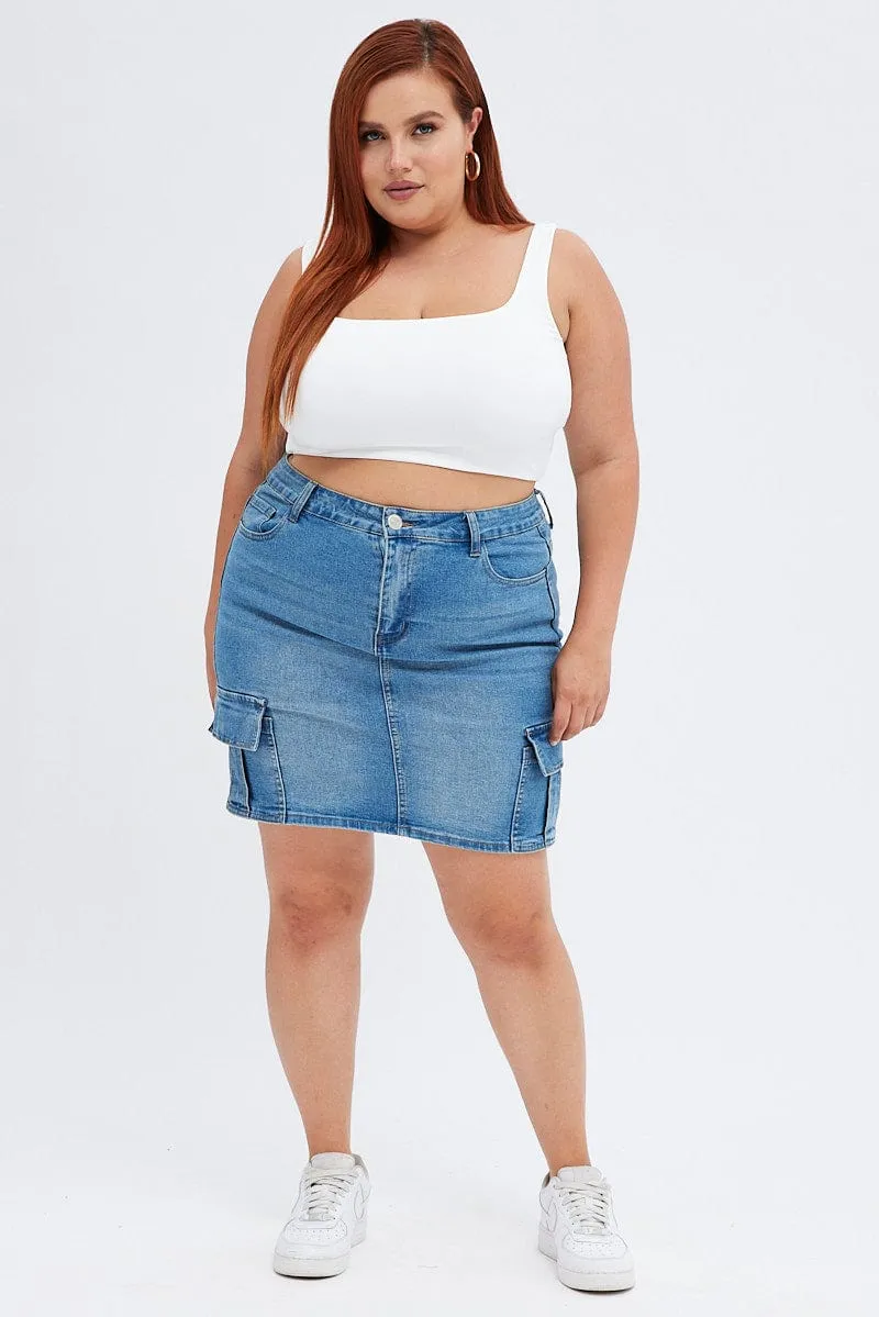Chic Edge Sharp Cut White Crop Tank Top Square Neck