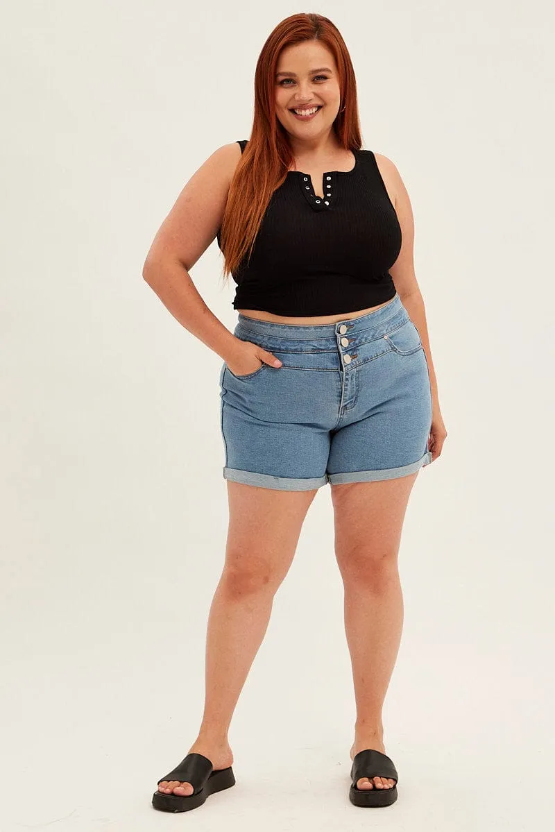 Black Tank Top Sleeveless Button Down Velvet Soul