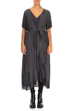 Wrap Leaves Anthracite Viscose Dress WaterRepellent Coating Work Ready