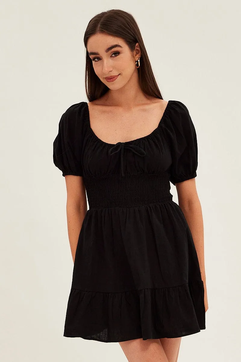 Future Edge Black Skater Dress Short Sleeve Mini