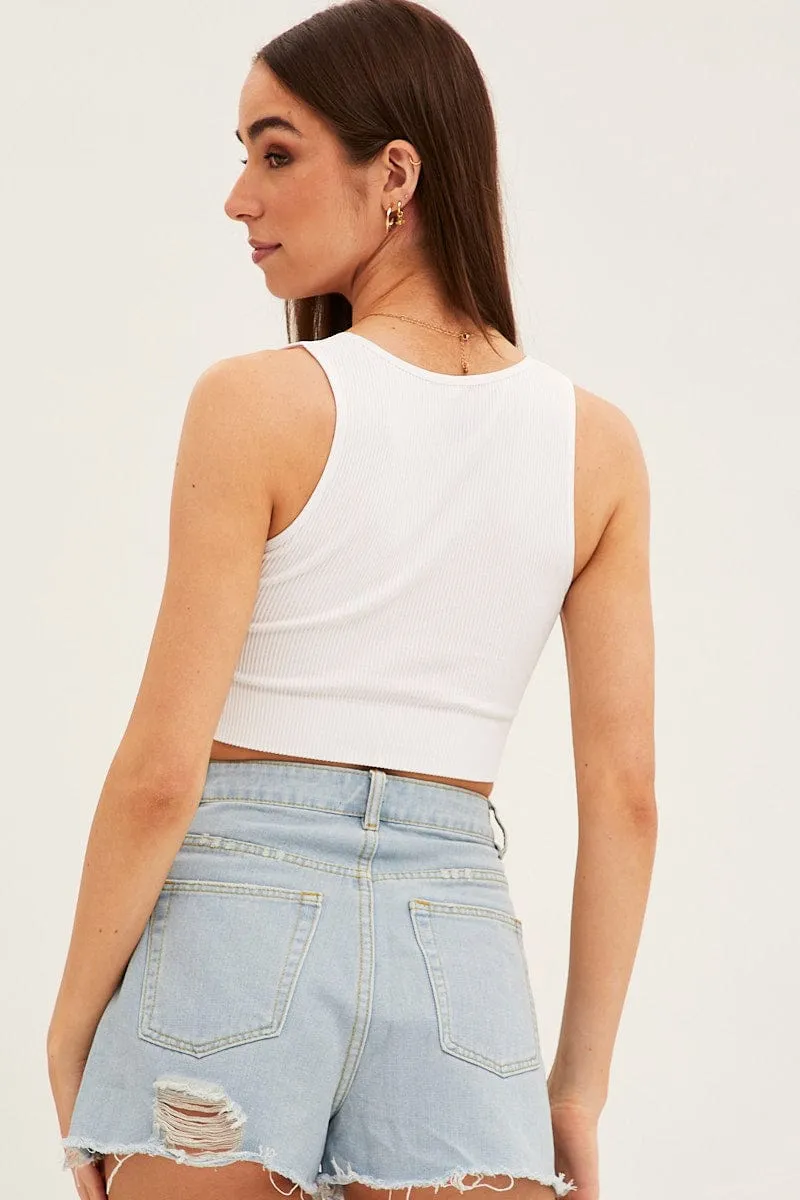WaterRepellent Surface White Tank Top Sleeveless Seamless