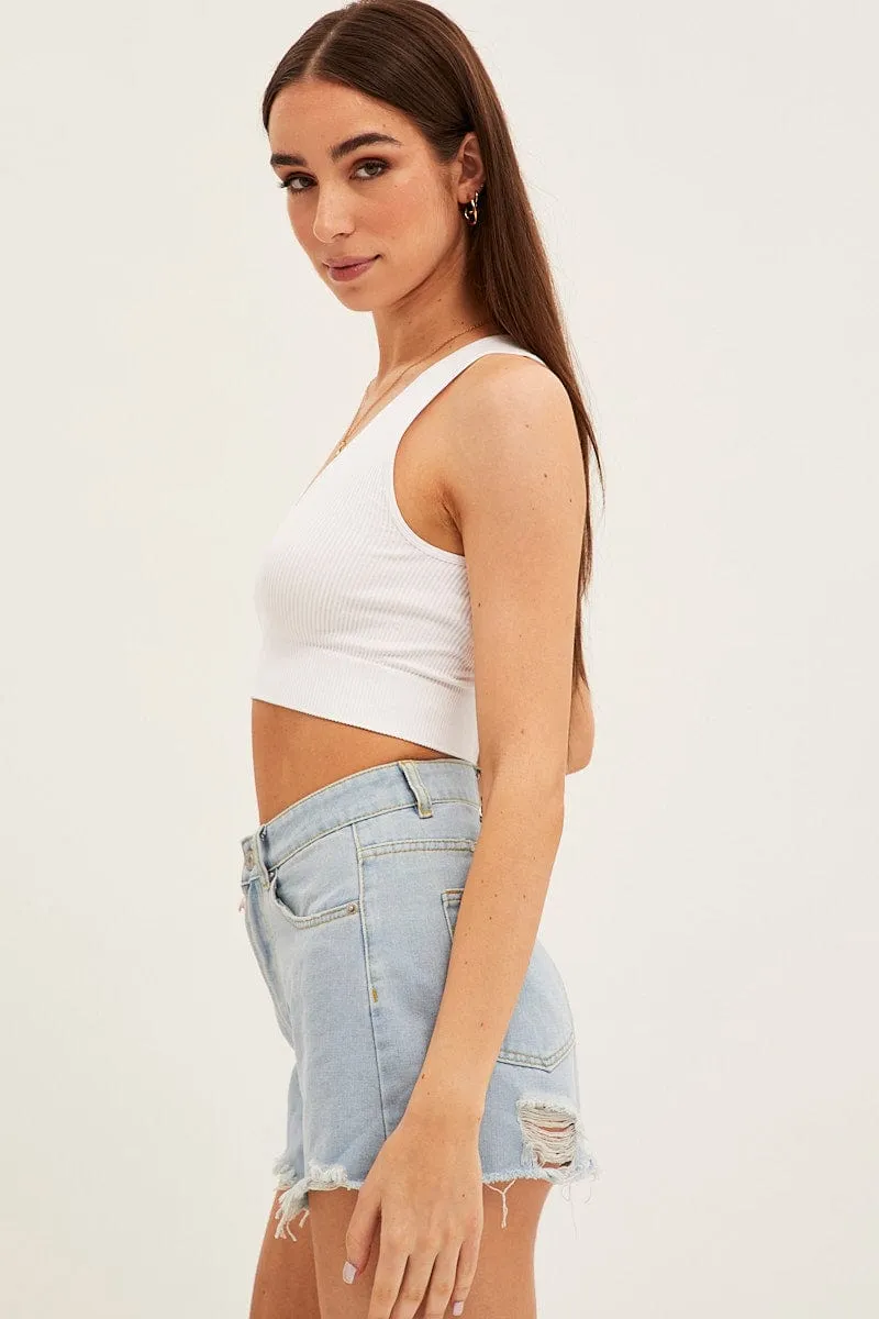 White Tank Top Sleeveless Seamless Cotton Glow ThermalInsulated